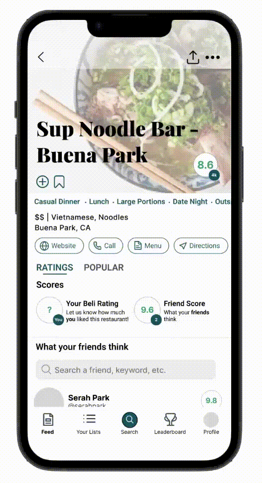 Beli menu search page