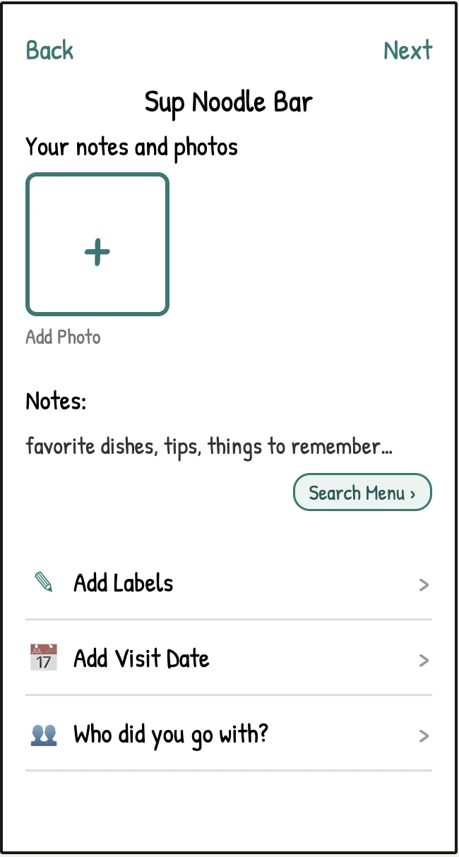 Wireframe of updated rating page visual hierarchy
