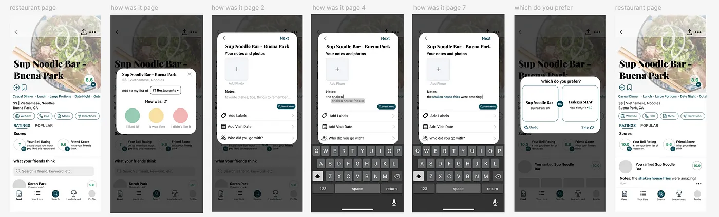 Beli redesigned user flow