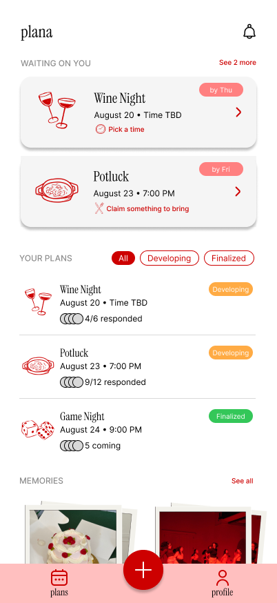 Early mockup of the home screen