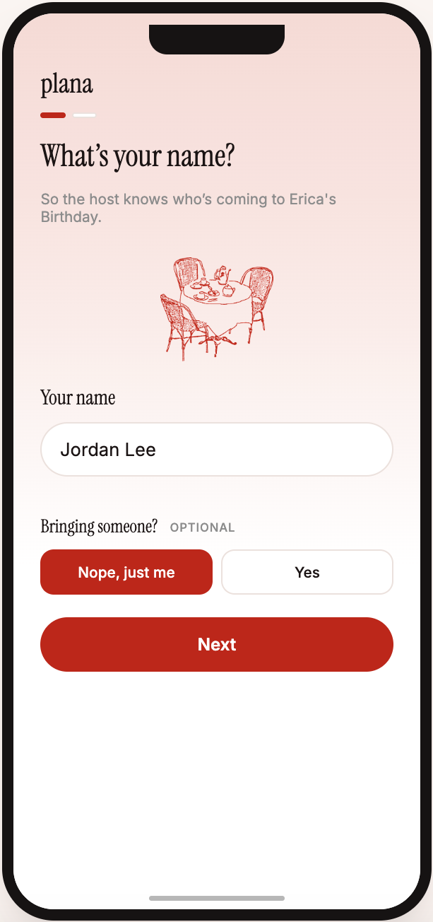 Final guest What's your name screen