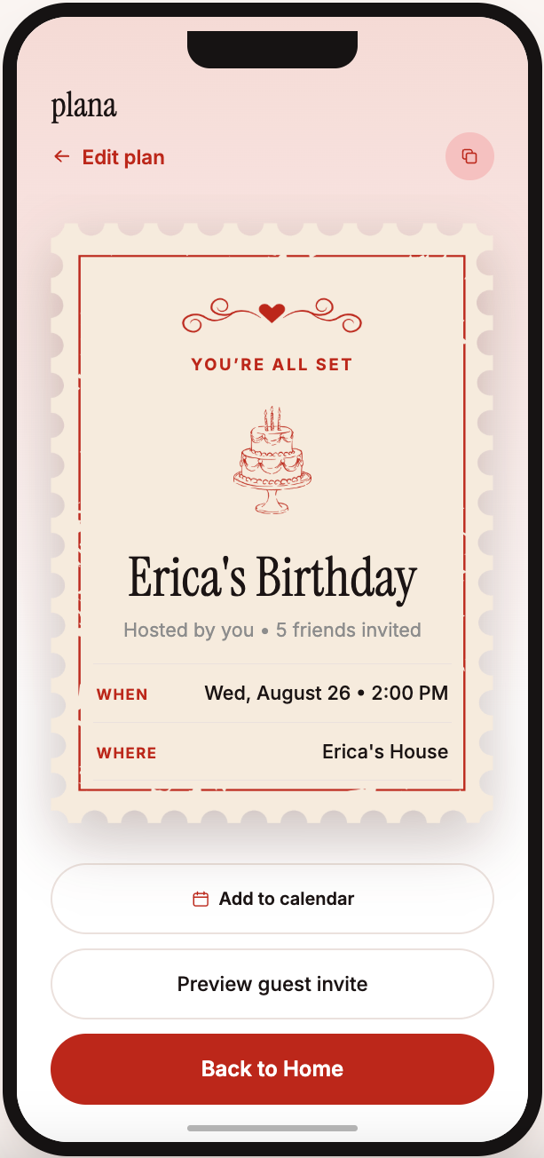 Final invite card for Erica's Birthday