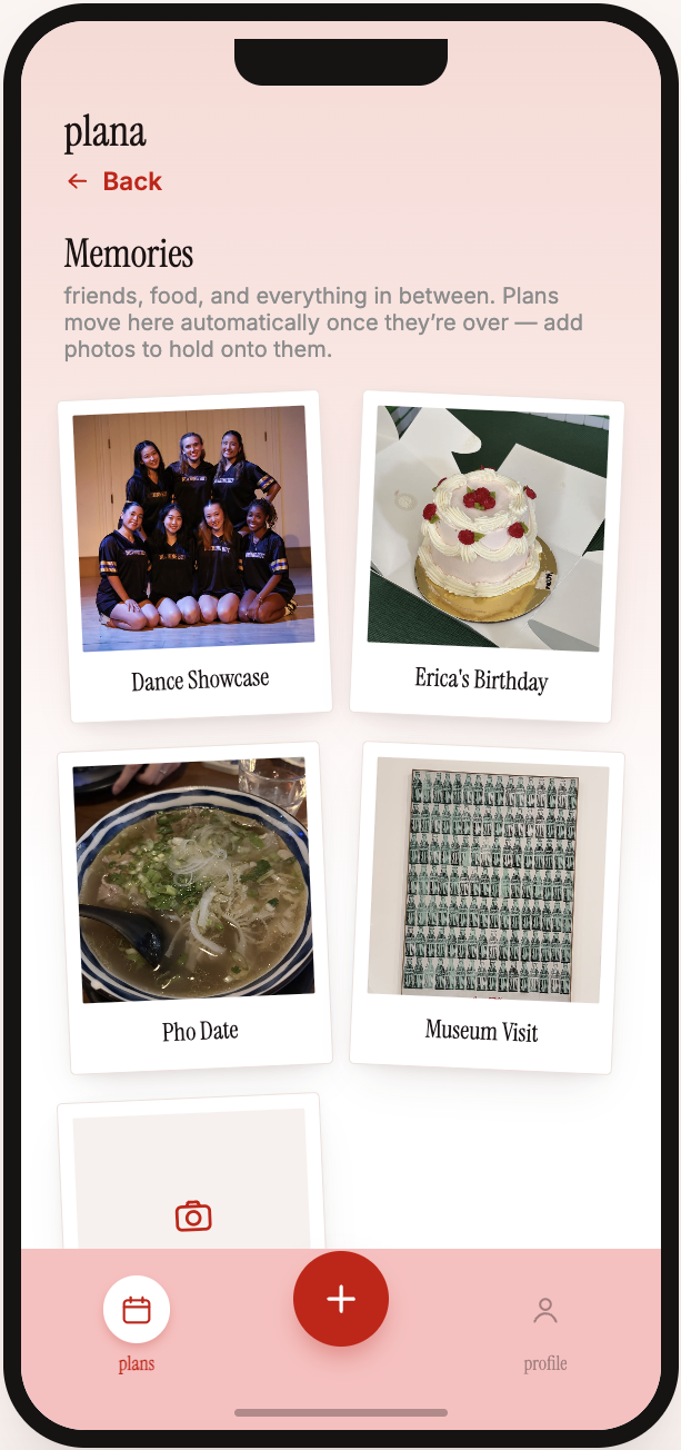 Final Memories screen with a photo grid