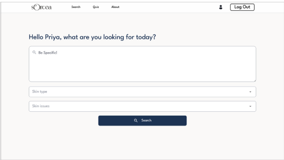 Sorcea skincare platform before redesign