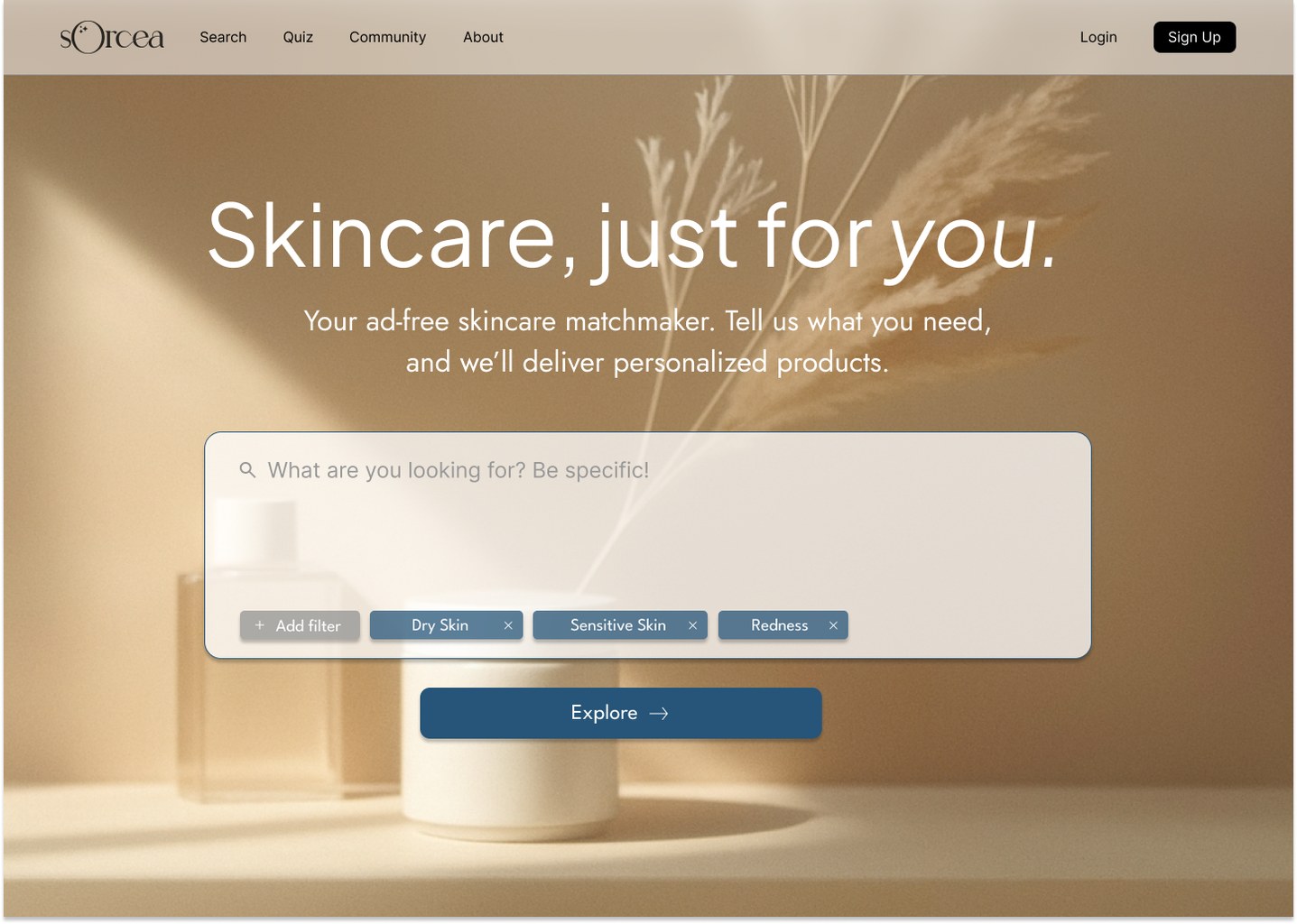 Sorcea landing page design 1
