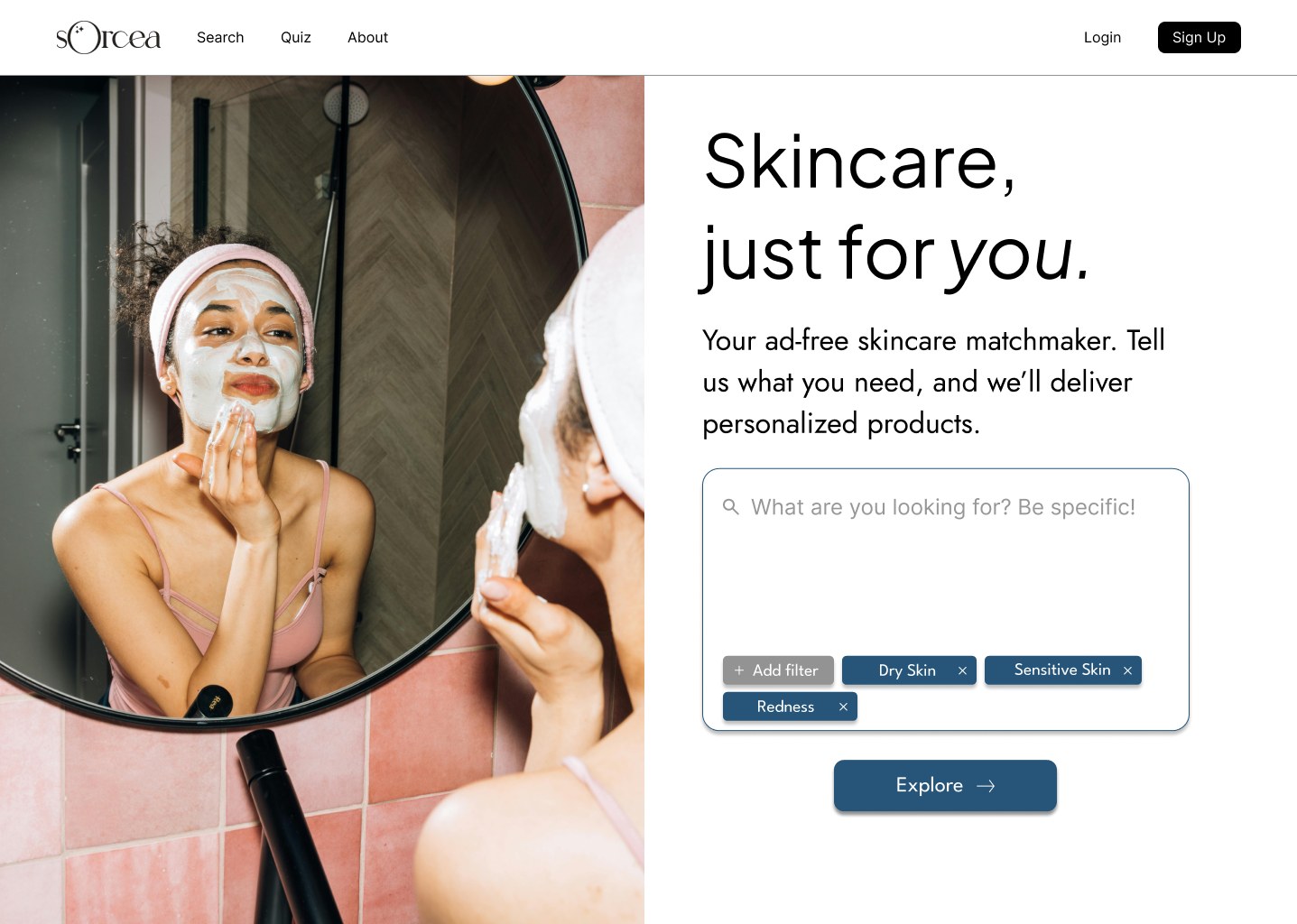 Sorcea landing page design 2
