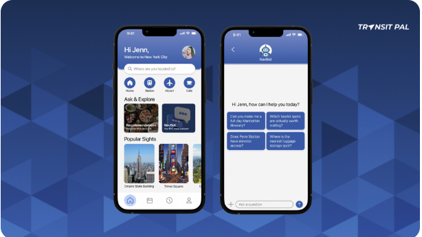 Transit Pal mobile app mockups