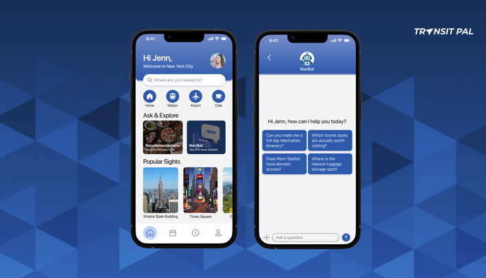 Transit Pal mobile app mockups