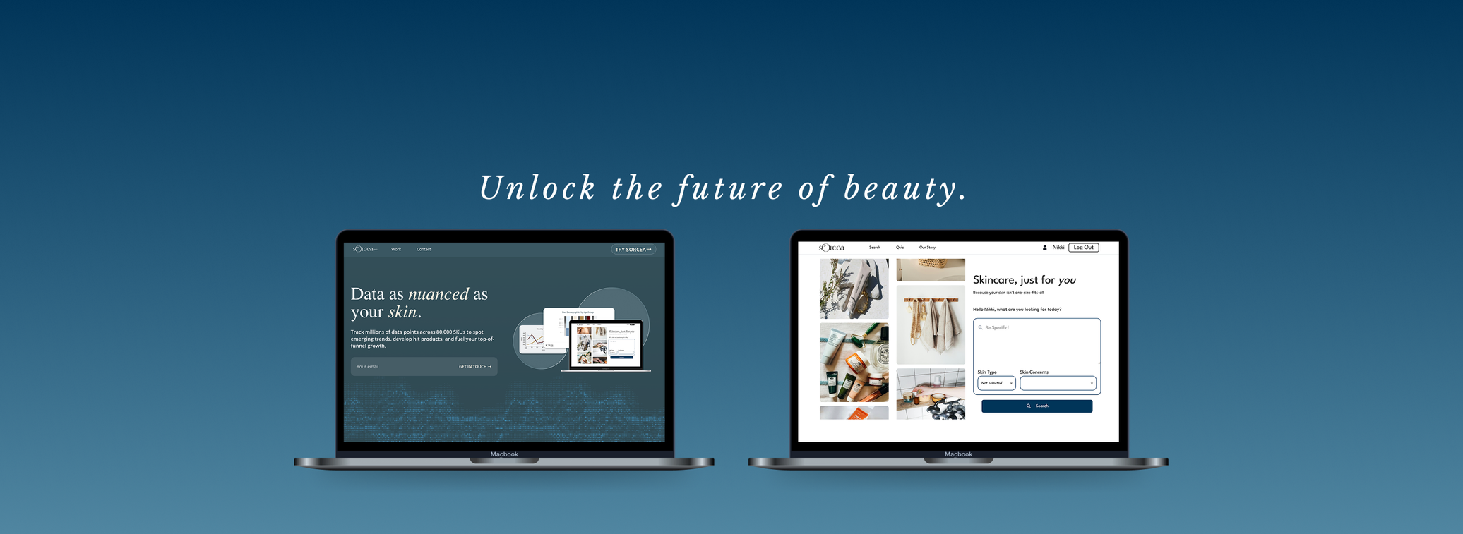 Sorcea Labs and Sorcea final design mockups on laptops