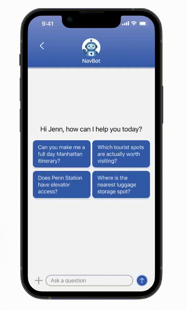 Transit Pal NavBot screen
