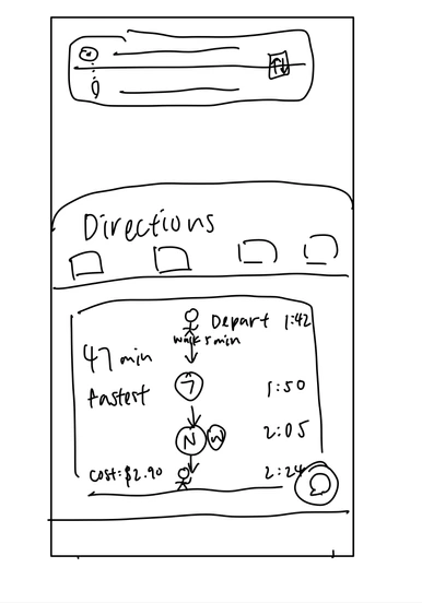 Commute layout Design 1: vertical single-route view